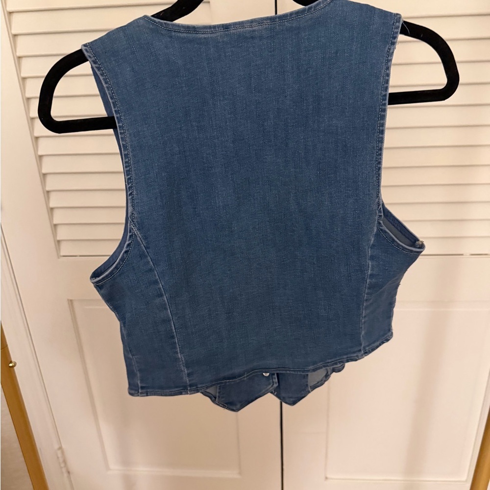 Denim Vest in Medium Blue - Women's Sleeveless Button Front - Picture 3 of 3